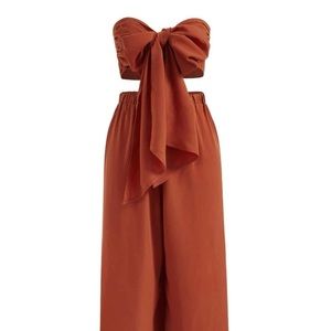 SHEIN VCAY Plus Tie Front Tube Top & Wide Leg Pants